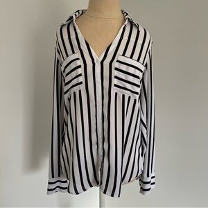 Express Black and White Striped Portofino Shirt